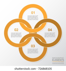 Abstract infographic template with 4 steps for success. Business circle template with four options for brochure, diagram, workflow, timeline, web design.