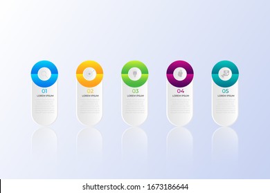 plantilla de infografía abstracta con 5 opciones, Se puede utilizar para diseño de flujo de trabajo, diagrama, opciones de paso de negocio, banner, diseño web.
