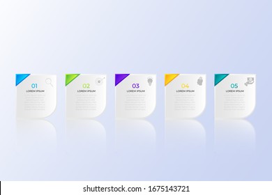 abstrakte Infografik-Vorlage mit 5 Optionen, Kann für Workflow-Layout, Diagramm, Business-Step-Optionen, Banner, Web-Design verwendet werden.