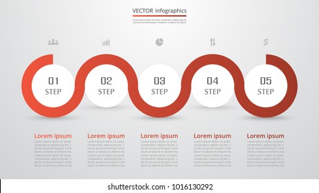 Abstract infographic template with 5 steps for success. Business circle slide with five options for brochure, diagram, workflow, timeline, web design.