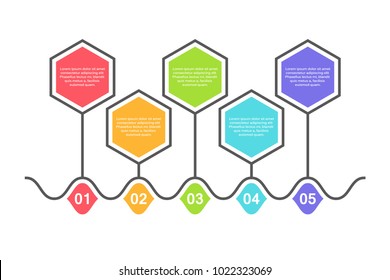 Abstract Infographic Template with 5 steps for success. Business circle template with options for brochure, diagram, workflow, timeline, web design.