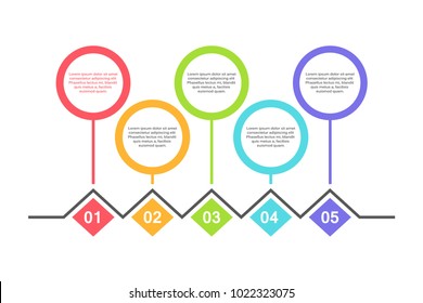 Abstract Infographic Template with 5 steps for success. Business circle template with options for brochure, diagram, workflow, timeline, web design.