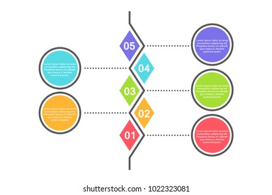 Abstract Infographic Template with 5 steps for success. Business circle template with options for brochure, diagram, workflow, timeline, web design.