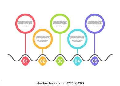 Abstract Infographic Template with 5 steps for success. Business circle template with options for brochure, diagram, workflow, timeline, web design.
