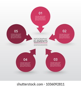 Abstract infographic template with 5 steps for success. Business circle template with five options for brochure, diagram, workflow, web design.