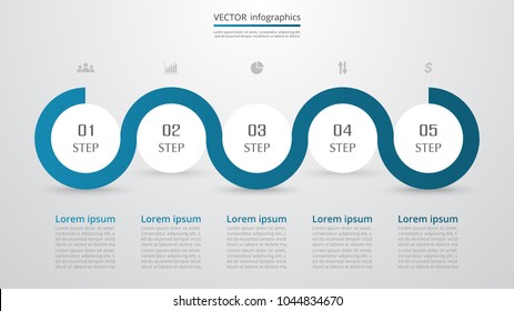 Abstract infographic template with 5 steps for success. Business circle slide with five options for brochure, diagram, workflow, timeline, web design.