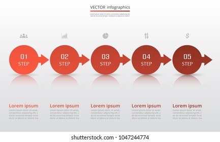 Abstract infographic template with 5 steps for success. Business circle slide with five options for brochure, diagram, workflow, timeline, web design.