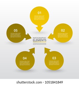 Abstract infographic template with 5 steps for success. Business circle template with five options for brochure, diagram, workflow, web design.