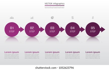 Abstract infographic template with 5 steps for success. Business circle template with five options for brochure, diagram, workflow, web design.