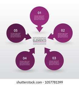 Abstract infographic template with 5 steps for success. Business circle template with five options for brochure, diagram, workflow, web design.