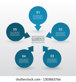 Abstract infographic template with 5 steps for success. Business circle template with five options for brochure, diagram, workflow, web design.