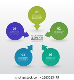 Abstract infographic template with 5 steps for success. Business circle template with five options for brochure, diagram, workflow, web design.