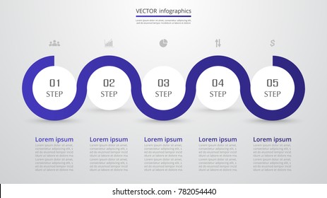 Abstract infographic template with 5 steps for success. Business circle slide with five options for brochure, diagram, workflow, timeline, web design.