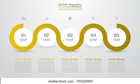 Abstract infographic template with 5 steps for success. Business circle slide with five options for brochure, diagram, workflow, timeline, web design.