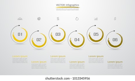 Abstract infographic template with 6 steps for success. Business circle slide with six options for brochure, diagram, workflow, timeline, web design.