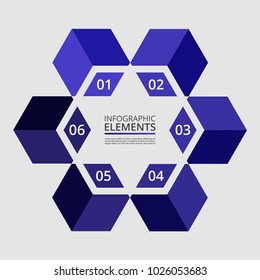 Abstract infographic template with 6 steps for success. Business template with six options for presentation, brochure, diagram, workflow, web design, training.