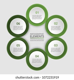 Abstract infographic template with 6 steps for success. Business circle template with six options for brochure, diagram, workflow, timeline, web design.
