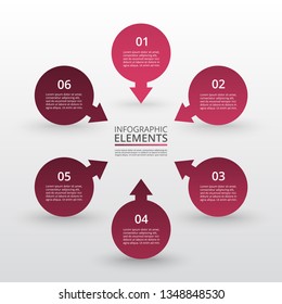 Abstract infographic template with 6 steps for success. Business circle template with six options for brochure, diagram, workflow, web design.