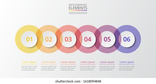 Abstract infographic template with 6 steps for success. Business circle template with six options for brochure, diagram, workflow, web design.