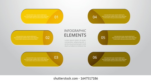 Abstract infographic template with 6 steps for success. Business template with six options for presentation, brochure, diagram, workflow, web design, training.