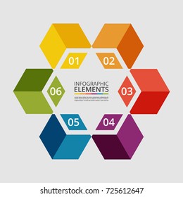 Abstract infographic template with 6 steps for success. Business template with six options for presentation, brochure, diagram, workflow, web design, training.