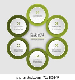 Abstract infographic template with 6 steps for success. Business circle template with six options for brochure, diagram, workflow, timeline, web design.