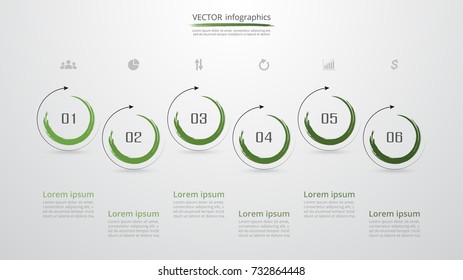 Abstract infographic template with 6 steps for success. Business circle slide with six options for brochure, diagram, workflow, timeline, web design.