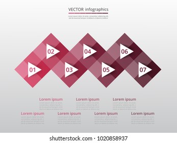 Abstract infographic template with 7 steps for success. Business template with seven options for presentation, brochure, diagram, workflow, web design, training.