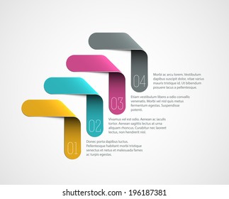 Abstract infographic template with arrow-shaped ribbons. EPS10 vector.
