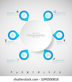 Abstract infographic template with bubbles and steps for your own text.