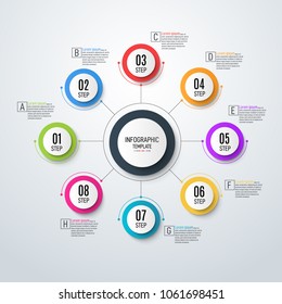 Abstract infographic template with circle options. Business data visualisation process. Vector graph.