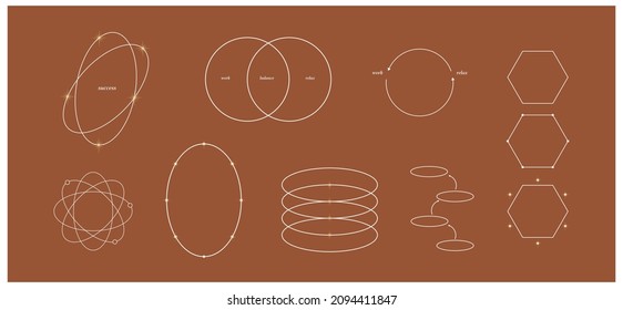 Abstract infographic template for creating logos, presentations for social media decoration in trendy linear minimal style.