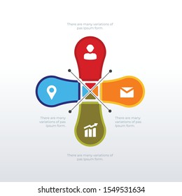 Abstract infographic template design. Business concept info graph with 4 icons, options, steps or processes. Vector visualization can be used for workflow layout, diagram, annual report, web