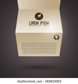 Abstract infographic template with folded paper text and business icons for presentation isolated vector illustration