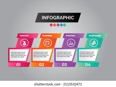 Plantilla infográfica abstracta con cuatro pasos u opciones, gráfico de procesos, ilustración de eps10 vectoriales