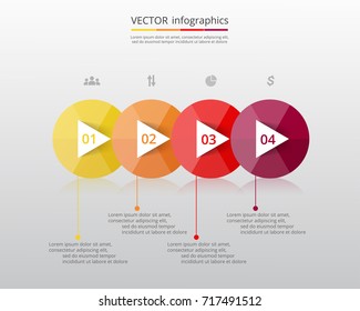 Abstract infographic template with four steps for success. Business timeline template with 4 options for brochure, diagram, workflow, presentation, web design, training. Vector EPS 10