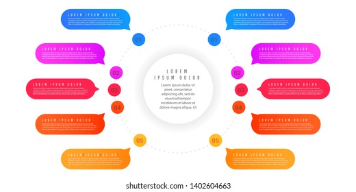 Abstract infographic template with gradient forms with elements, numbering of elements, can be used when presenting business processes, works, top strategies