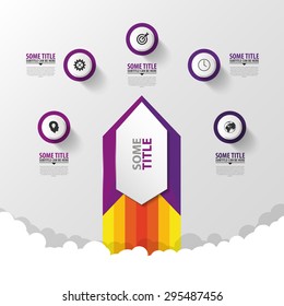 Abstract infographic template with rocket. Modern design. Vector