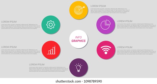 Abstract  infographic template with a six steps for success. Business circle template with options for brochure, diagram, workflow, timeline, web design.