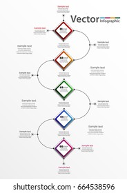 Abstract  infographic template for success with five steps  and colorful squares. Business  template with options for  diagram, workflow, timeline, web design. Vector EPS 10
