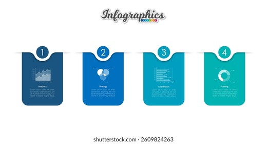 Abstract infographic timeline business template with 4 options, parts, steps or processes. Vector infographic illustration can be used for chart, diagram, web design, presentation, workflow layout