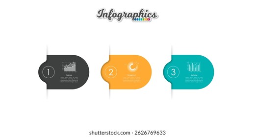 Abstract infographic timeline business template with 3 options, parts, steps or processes. Vector infographic illustration can be used for chart, diagram, web design, presentation, workflow layout