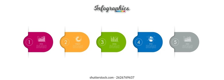 Abstract infographic timeline business template with 5 options, parts, steps or processes. Vector infographic illustration can be used for chart, diagram, web design, presentation, workflow layout