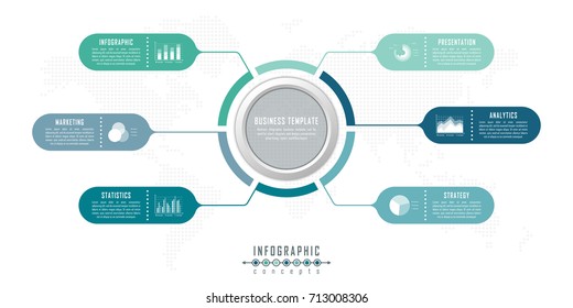 Abstract infographic timeline business template with options, parts, steps or processes. Vector infographic illustration can be used for chart, diagram, web design, presentation, workflow layout