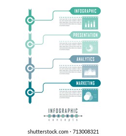 Abstract infographic timeline business template with options, parts, steps or processes. Vector infographic illustration can be used for chart, diagram, web design, presentation, workflow layout