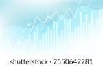 Abstract infographic visualization. Financial chart with uptrend line graphs and candlesticks. Futuristic network or business analytics. Graphic concept for your design.