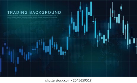 Abstract infographic visualization. Financial chart with uptrend line graphs and candlesticks. Futuristic network or business analytics. Graphic concept for your design.