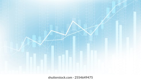 Abstract infographic visualization. Financial chart with uptrend line graphs and candlesticks. Futuristic network or business analytics. Graphic concept for your design.