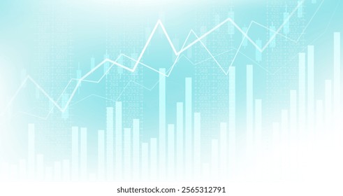 Abstract infographic visualization. Financial chart with uptrend line graphs and candlesticks. Futuristic network or business analytics. Graphic concept for your design.