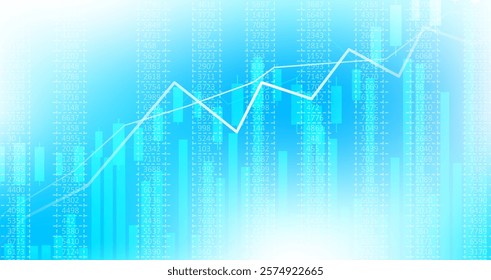 Abstract infographic visualization. Financial chart with uptrend line graphs and candlesticks. Futuristic network or business analytics. Graphic concept for your design.